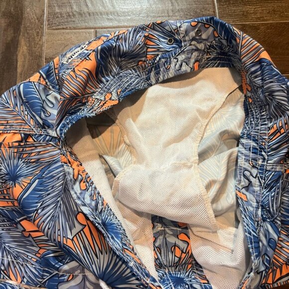 TRUNKS surf & swim mens XL x-large lined swim trunks orange & blue floral - Picture 3 of 3